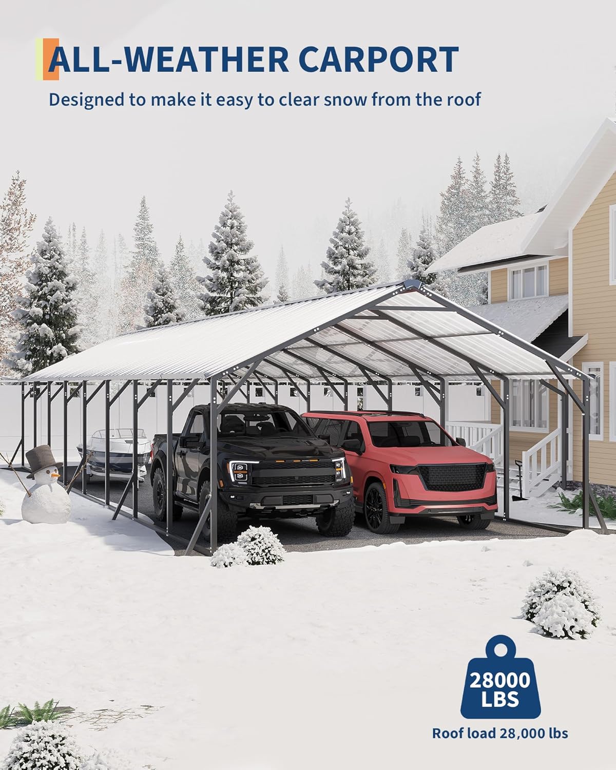 GarveeLife 20x40 carport review and rating real-world wind and snow load performance on concrete foundation