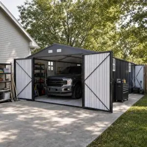 Image 1 of IDEALHOUSE 12x25 metal garage shed review