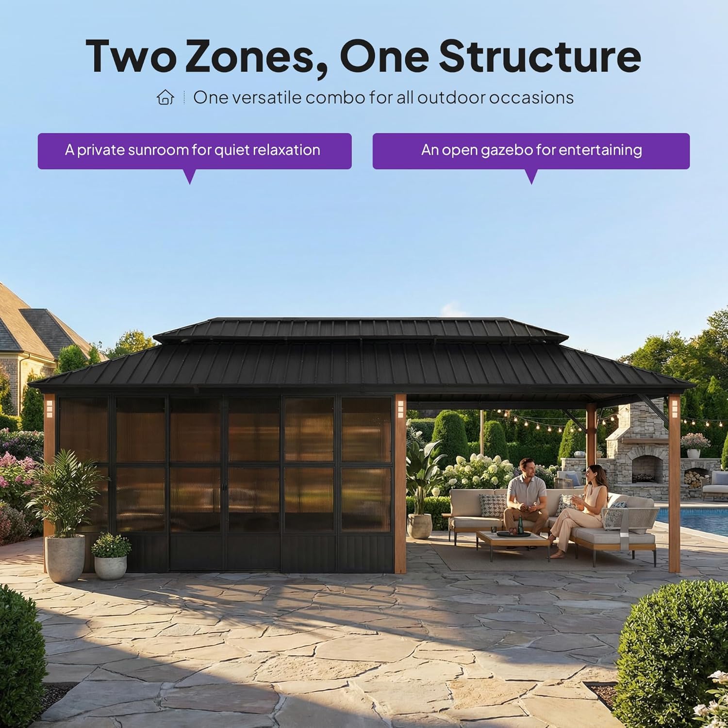 PURPLE LEAF hardtop gazebo review features in daily use