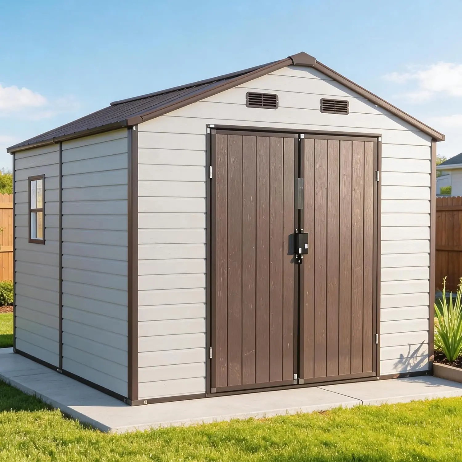 FammyLoft 8x8 resin shed review detailed features and technical specifications