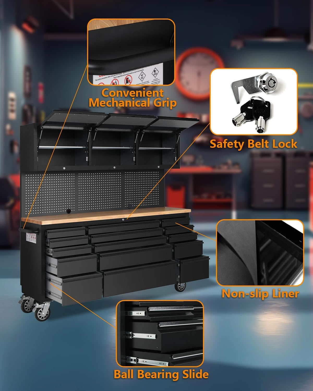 GarveeTech 72-inch rolling tool cabinet review features
