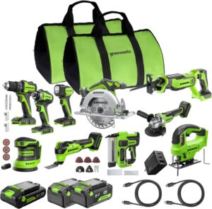 Image 1 of Greenworks 24V 10 piece tool combo review
