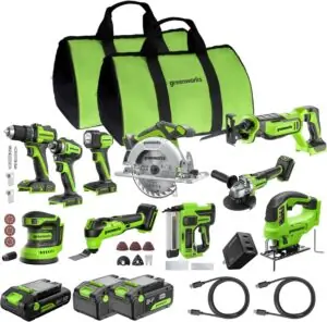 Image 1 of Greenworks 24V 10 piece tool combo review